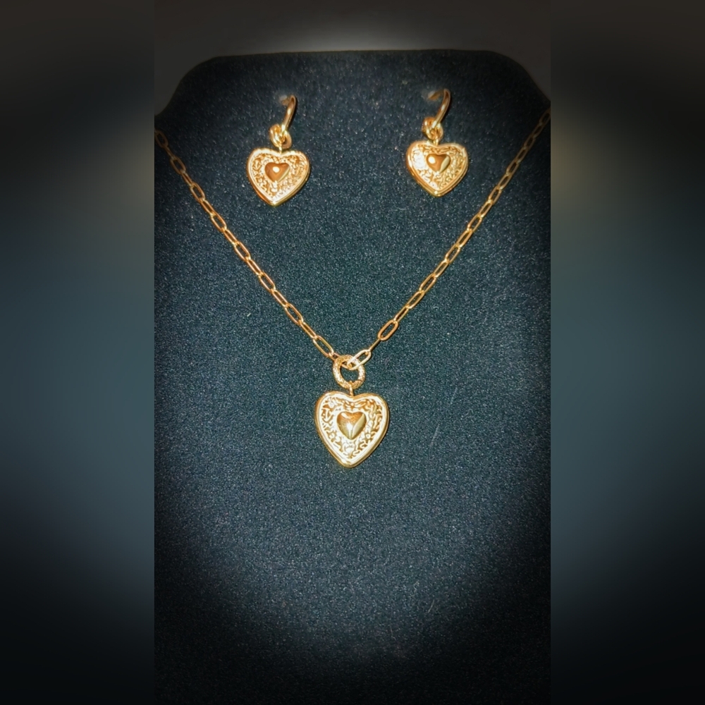 Stainless steel gold heart set